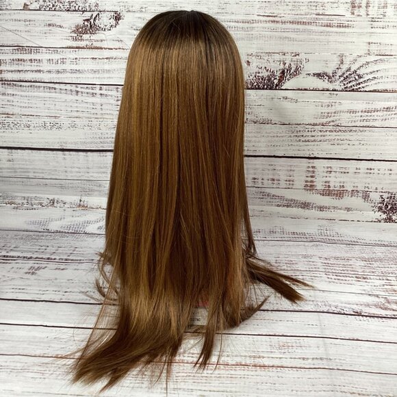 Udin Long Striaight Wig #2T2/2730 Dark Root Honey Lace Part Adjustable Synthetic - Picture 3 of 6